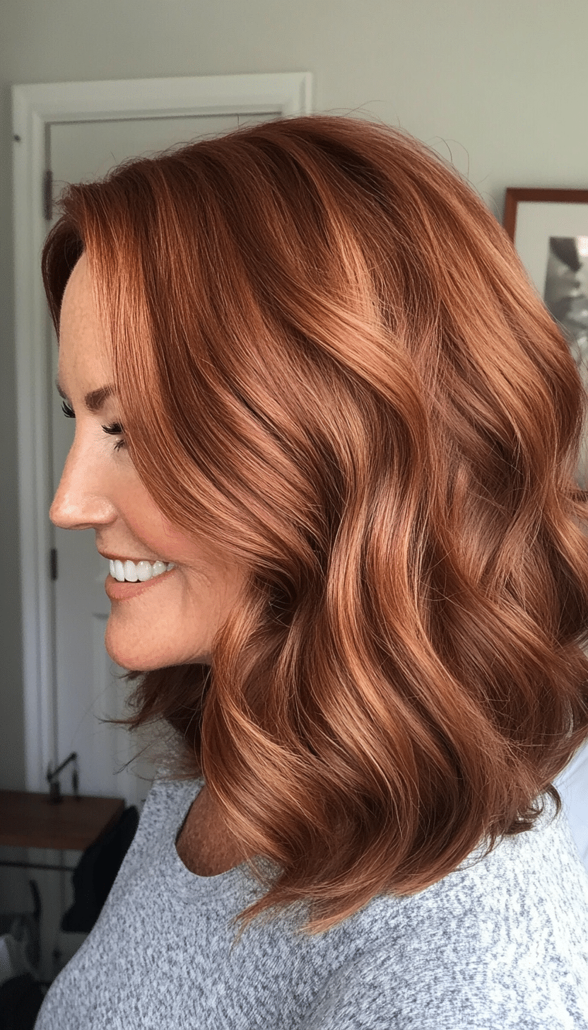 18. Warm Chestnut Shoulder Waves (Hairstyles For Older Women) - Hairstyles For Older Women