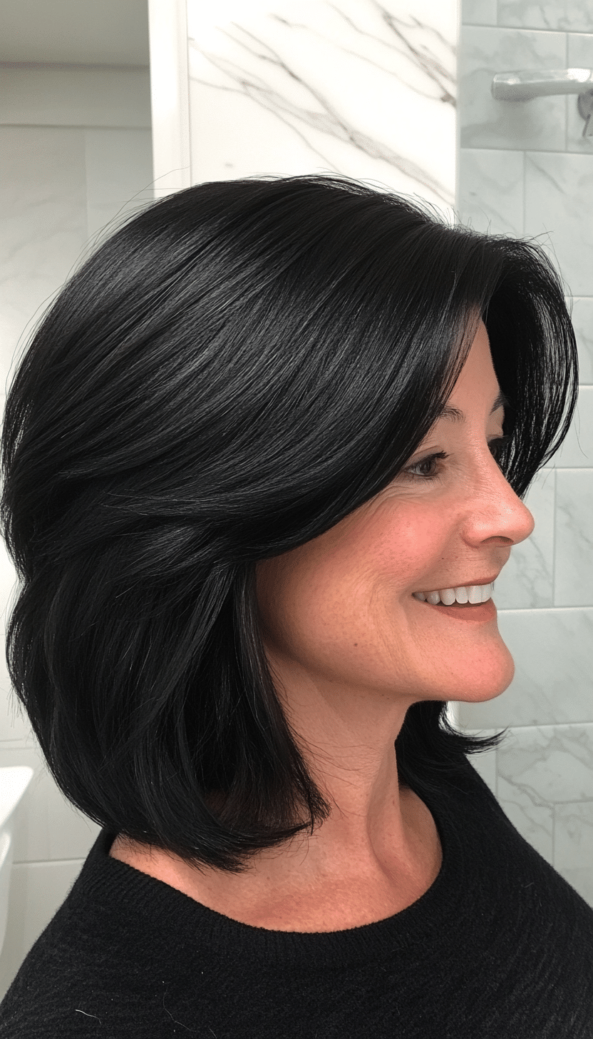 19. Jet Black Tapered Cut (Hairstyles For Older Women) - Hairstyles For Older Women