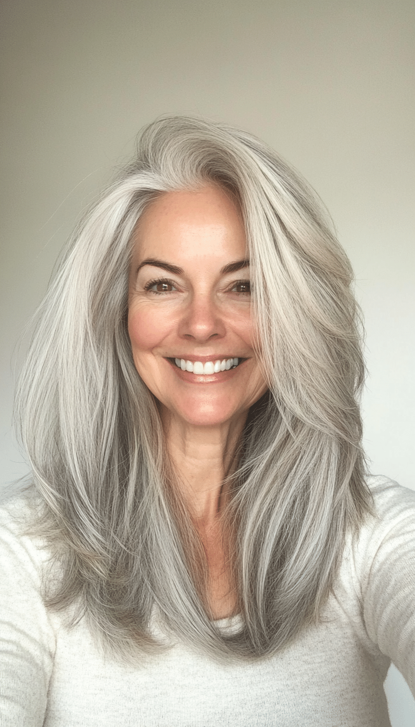 21. Gray Blonde Wispy Layers (Hairstyles For Older Women) - Hairstyles For Older Women