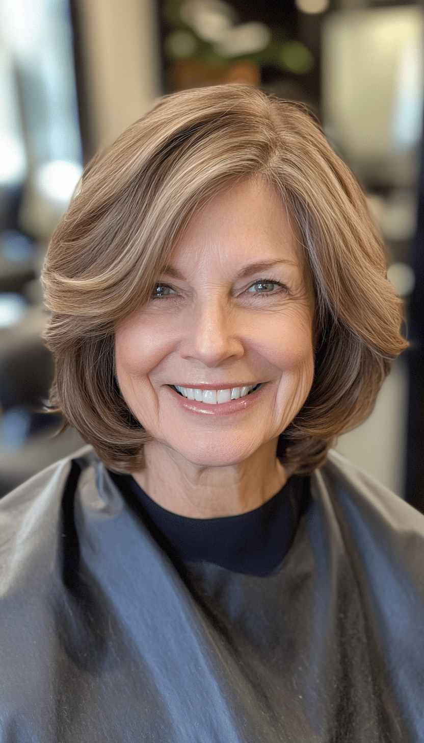 22. Sandy Brown Elegant Bob (Hairstyles For Older Women) - Hairstyles For Older Women