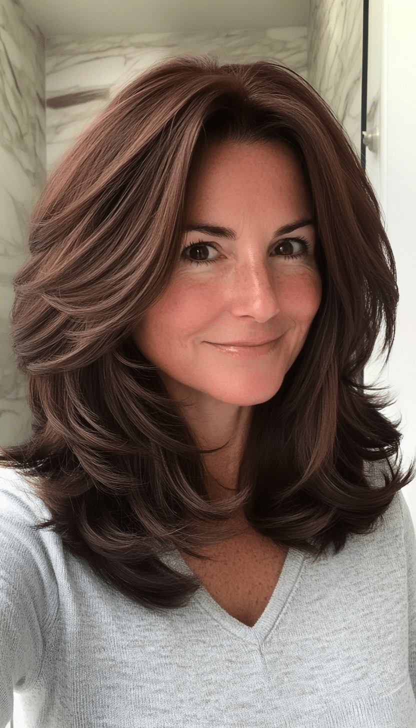 25. Chocolate Brown Shoulder-Length Style (Hairstyles For Older Women) - Hairstyles For Older Women