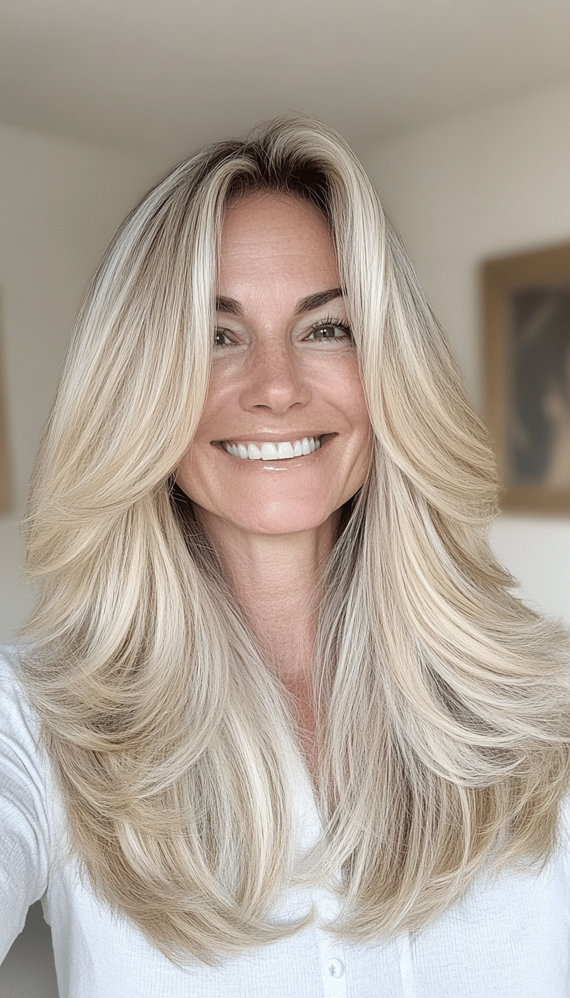 11. Cool Blonde Long Shag (Long Hairstyles For Women Over 40) - Long Hairstyles For Women Over 40