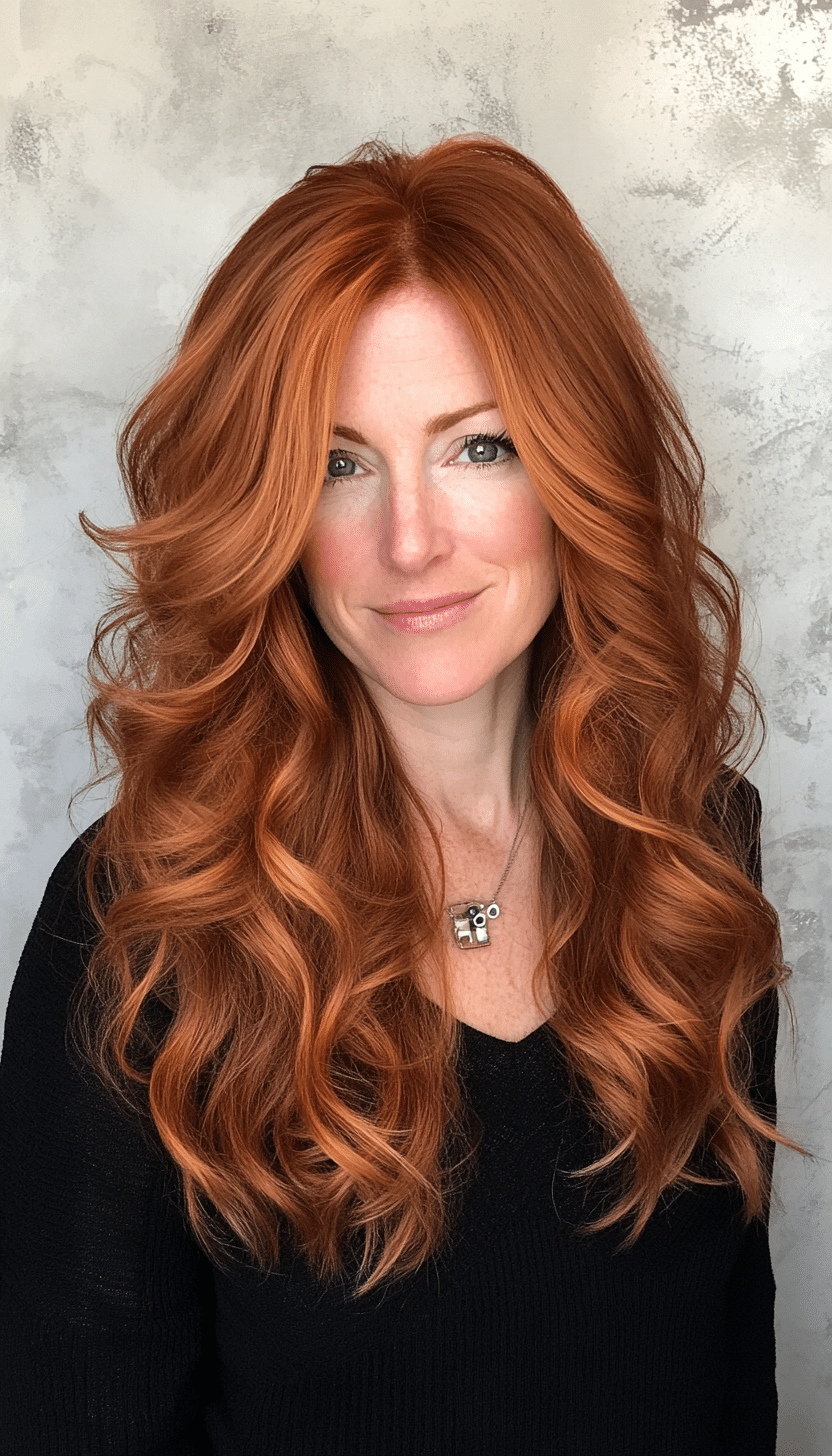 14. Auburn Loose Curls (Long Hairstyles For Women Over 40) - Long Hairstyles For Women Over 40
