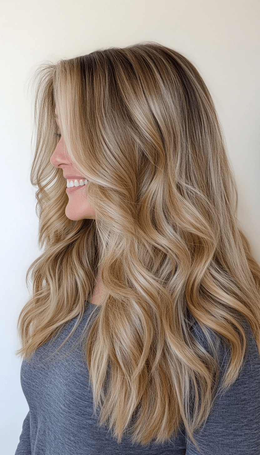 18. Honey Blonde Textured Waves (Long Hairstyles For Women Over 40) - Long Hairstyles For Women Over 40