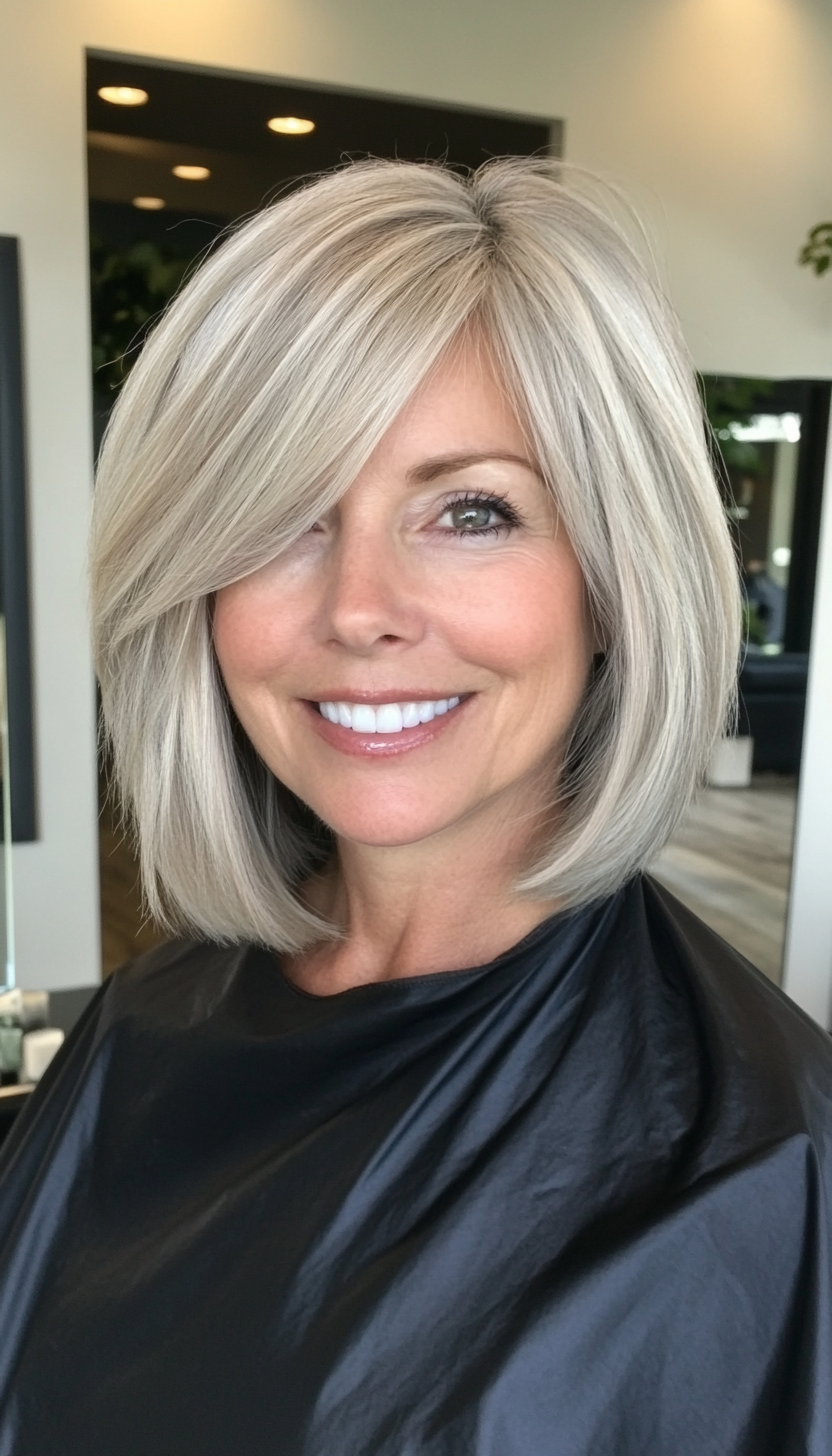 1. Soft Ash Gray Bob (Short Bob Haircuts For Women Over 50) - Short Bob Haircuts For Women Over 50