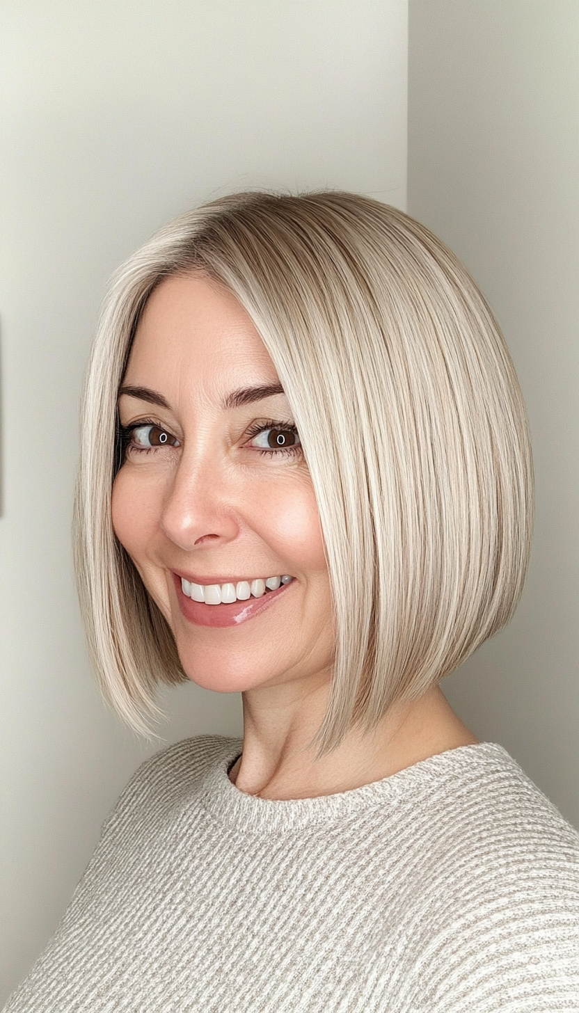7. Sandy Blonde Blunt Bob (Short Bob Haircuts For Women Over 50) - Short Bob Haircuts For Women Over 50
