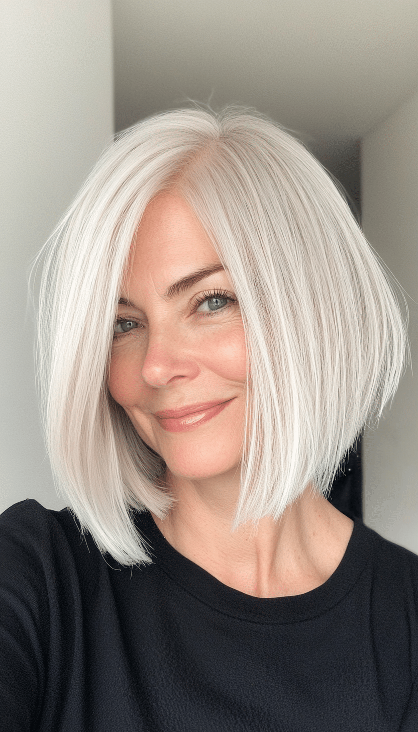 17. Wispy White Bob (Short Bob Haircuts For Women Over 50) - Short Bob Haircuts For Women Over 50