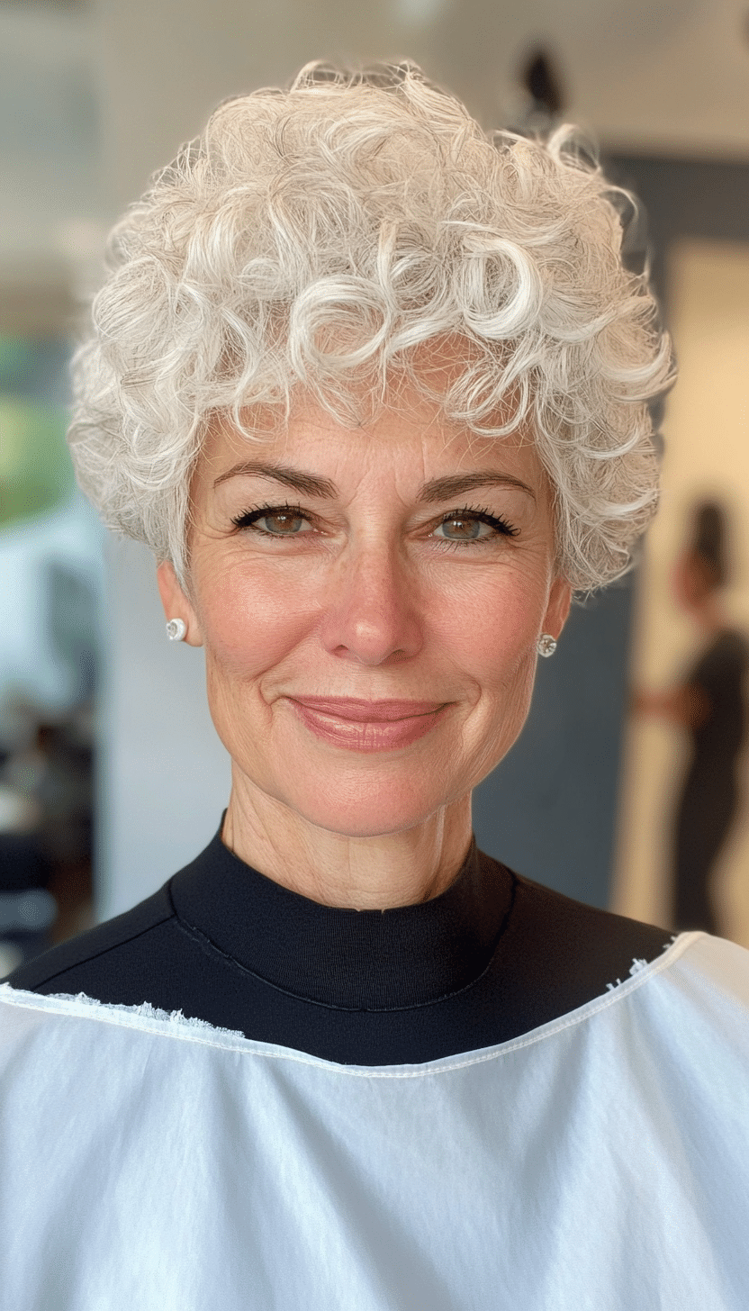 6. Natural White Short Spiral (Short Haircuts For Women Over 60 With Curly Hair) - Short Haircuts For Women Over 60 With Curly Hair