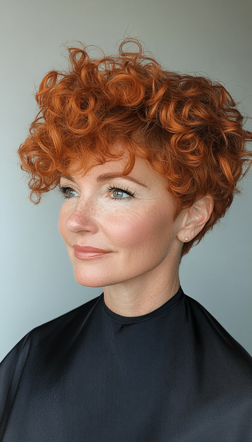 10. Copper Toned Curly Undercut (Short Haircuts For Women Over 60 With Curly Hair) - Short Haircuts For Women Over 60 With Curly Hair