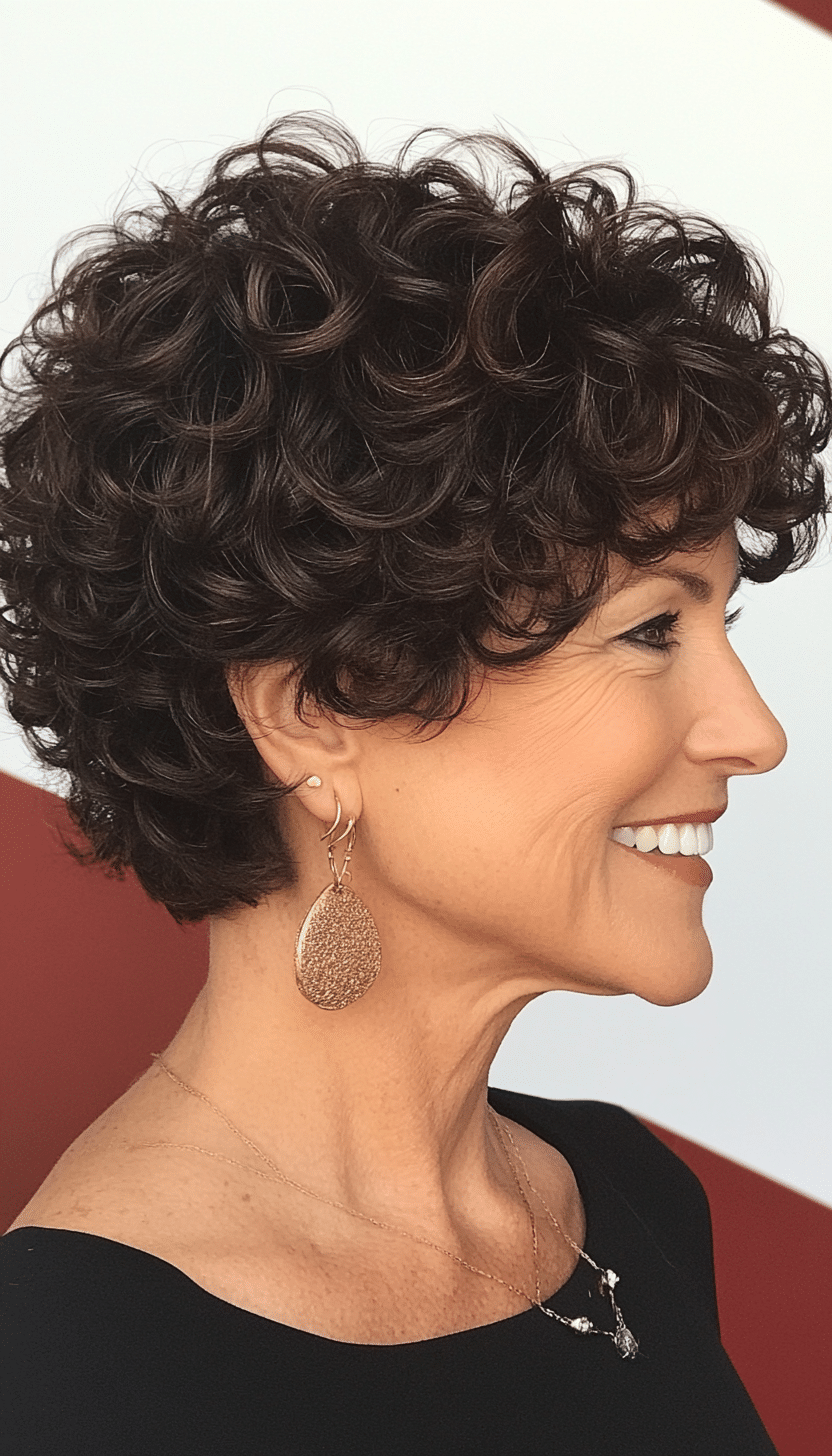 11. Dark Chocolate Short Ringlets (Short Haircuts For Women Over 60 With Curly Hair) - Short Haircuts For Women Over 60 With Curly Hair