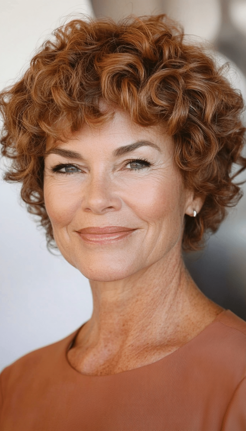 14. Cinnamon Short Curly Layers (Short Haircuts For Women Over 60 With Curly Hair) - Short Haircuts For Women Over 60 With Curly Hair