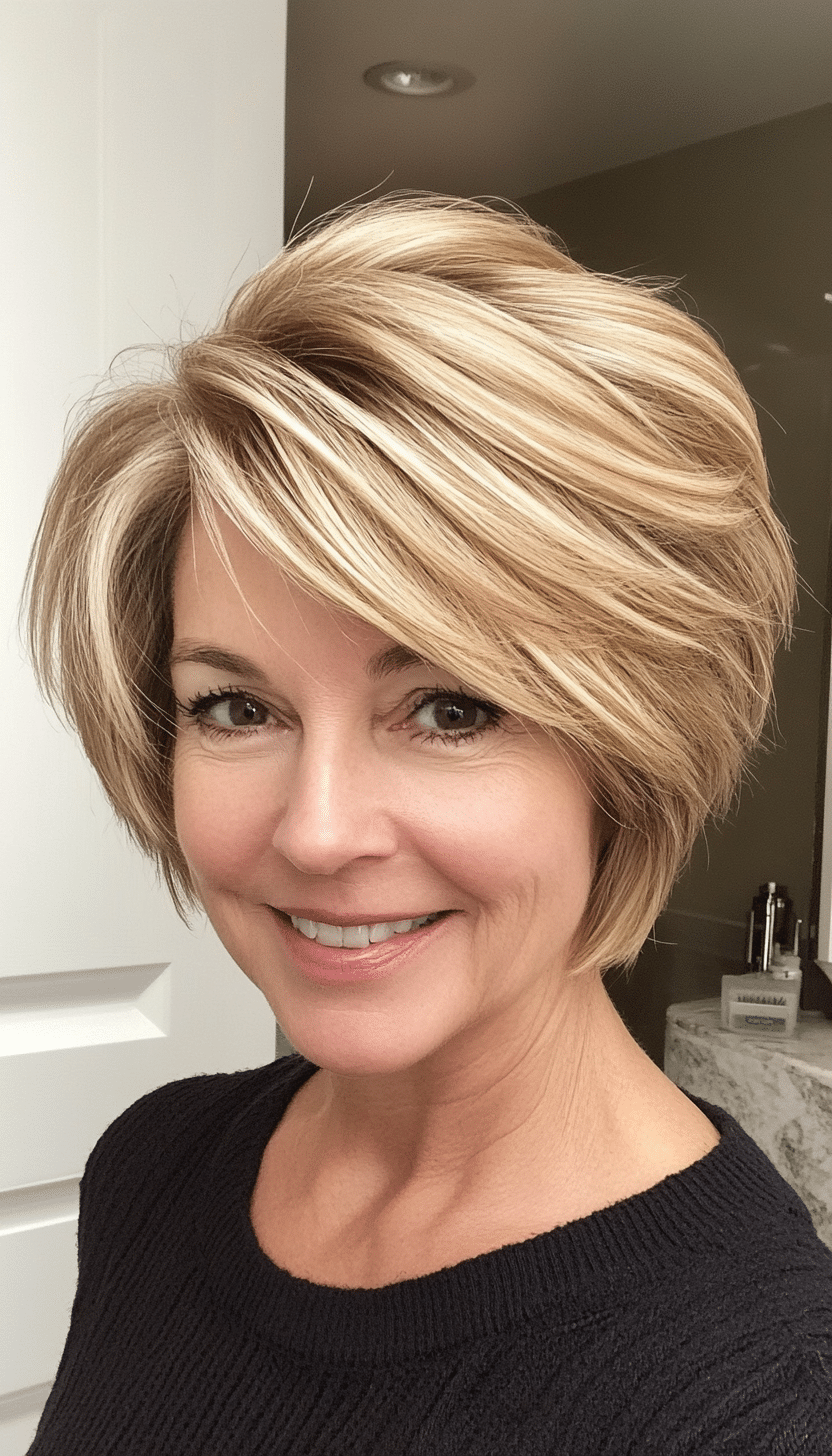 10. Honey Blonde Layered Cut (Short Layered Hairstyles For Women Over 60) - Short Layered Hairstyles For Women Over 60
