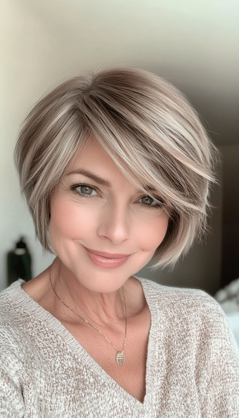 14. Light Ash Brown Soft Layers (Short Layered Hairstyles For Women Over 60) - Short Layered Hairstyles For Women Over 60