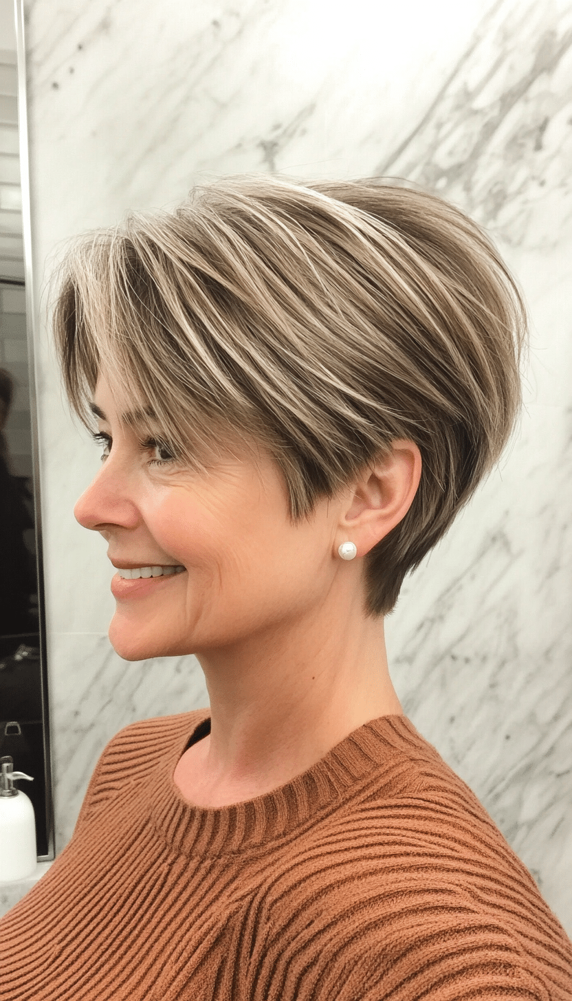 19. Dark Blonde Wispy Pixie Cut (Short Layered Hairstyles For Women Over 60) - Short Layered Hairstyles For Women Over 60