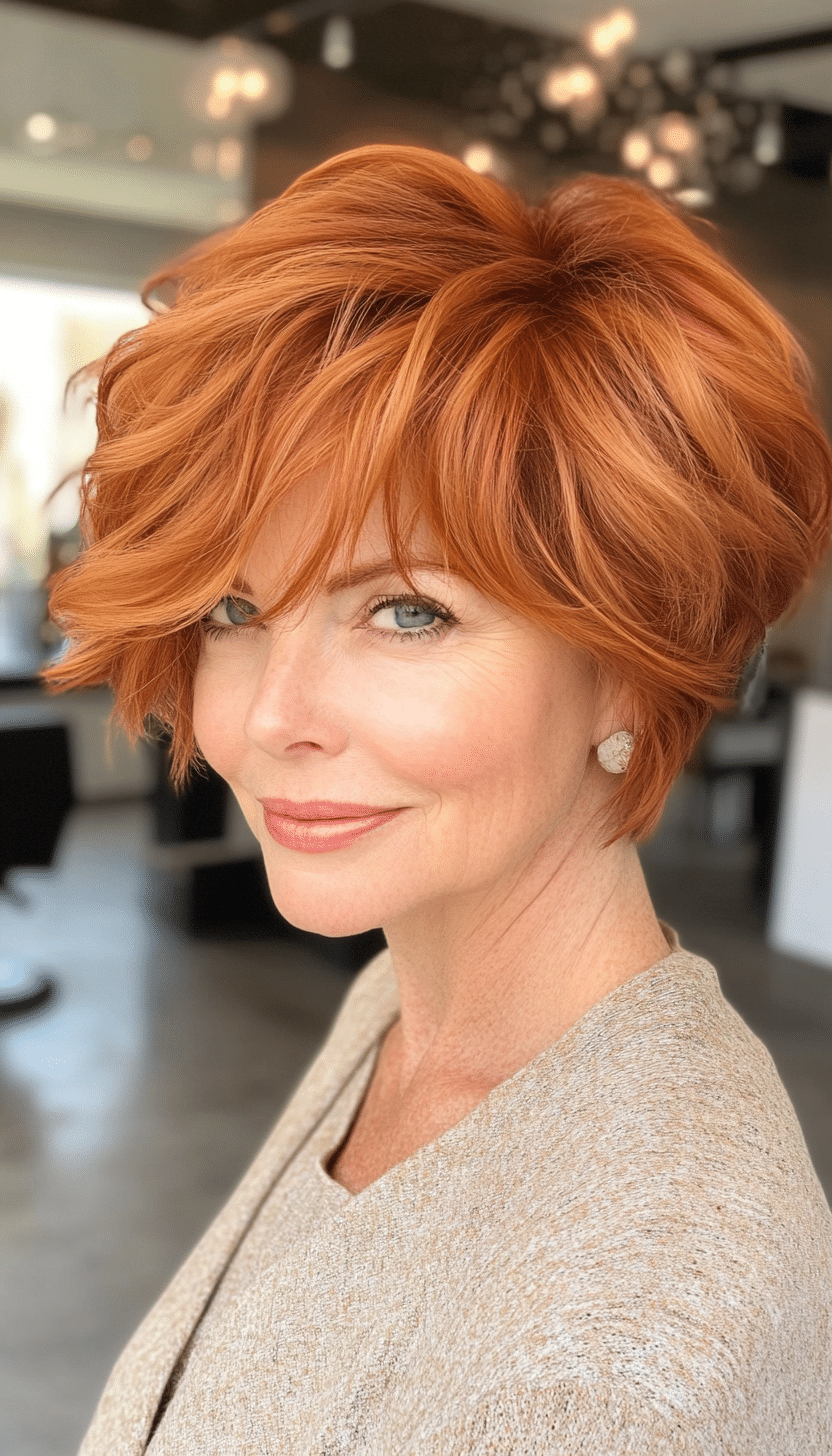 22. Copper Blonde Textured Layers (Short Layered Hairstyles For Women Over 60) - Short Layered Hairstyles For Women Over 60
