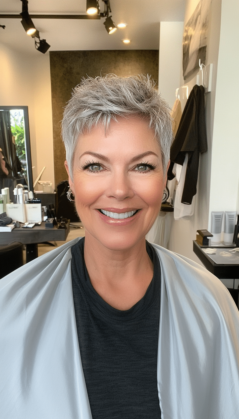 2. Silver Textured Crop (Shorter Hairstyles For Older Women) - Shorter Hairstyles For Older Women