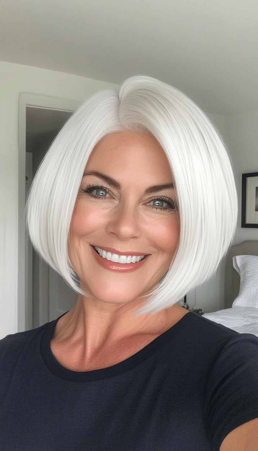 20. Pearl White Sleek Crop (Shorter Hairstyles For Older Women) - Shorter Hairstyles For Older Women