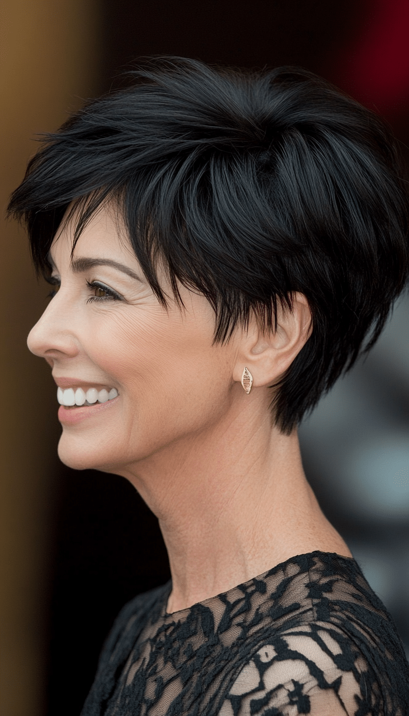 26. Soft Black Pixie with Layers (Shorter Hairstyles For Older Women) - Shorter Hairstyles For Older Women