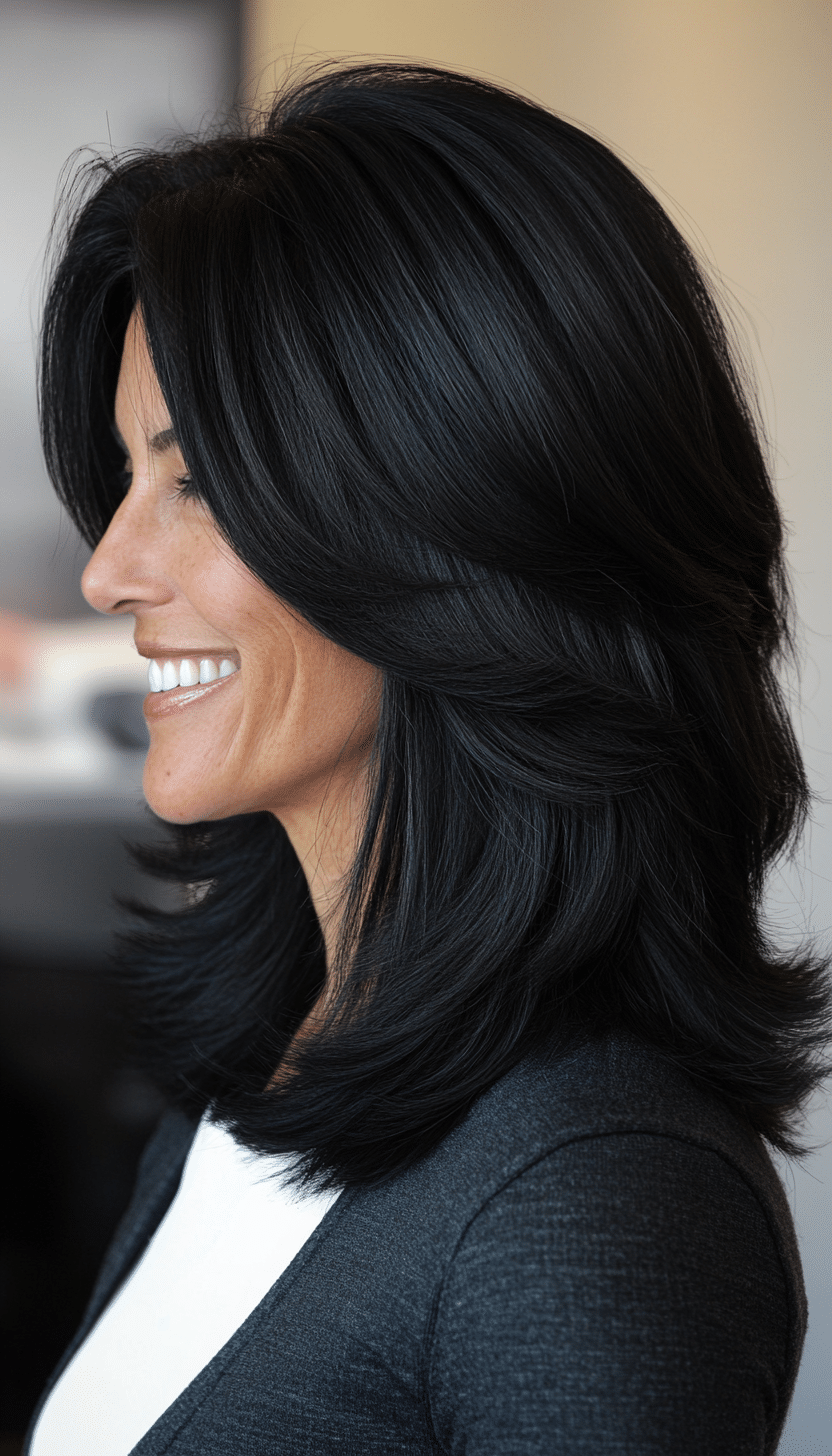 5. Rich Raven Layers (Cool Hairstyles For Older Women) - Cool Hairstyles For Older Women