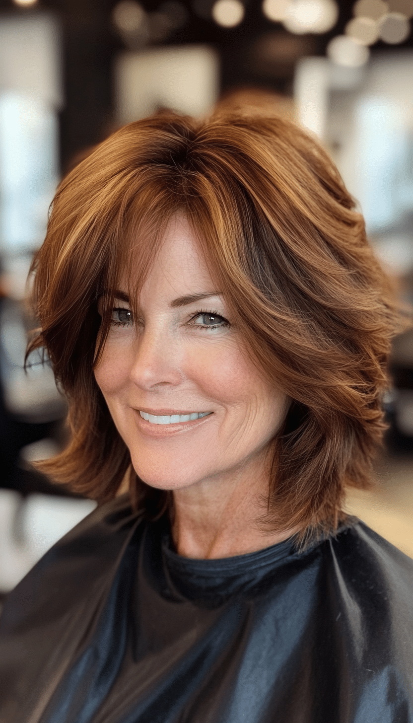 6. Charming Chestnut Shag (Cool Hairstyles For Older Women) - Cool Hairstyles For Older Women