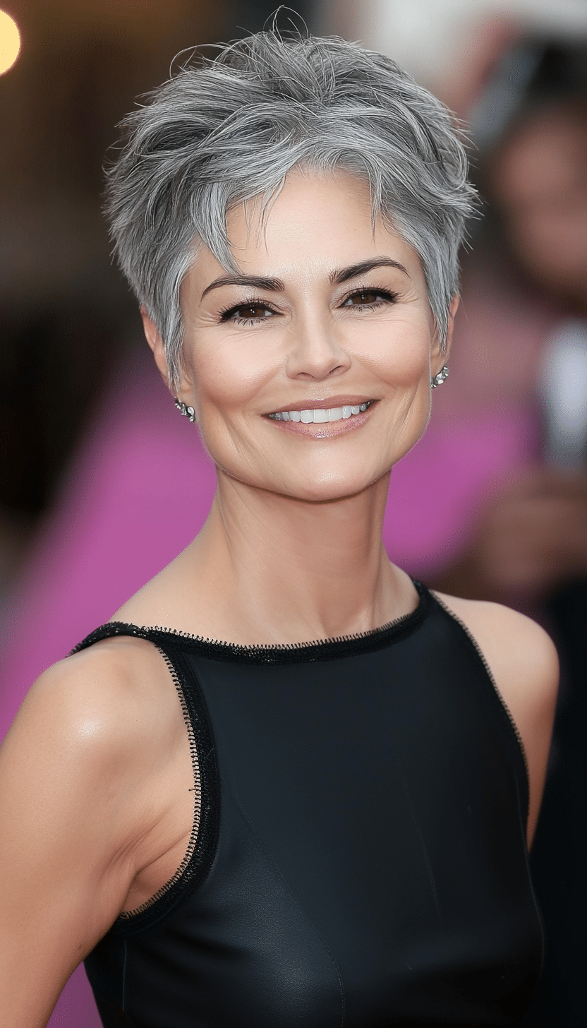 9. Natural Gray Pixie (Cool Hairstyles For Older Women) - Cool Hairstyles For Older Women