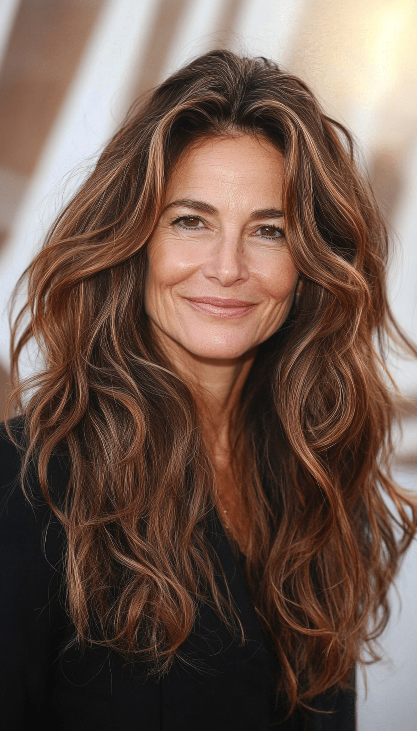 11. Wavy Walnut Elegance (Cool Hairstyles For Older Women) - Cool Hairstyles For Older Women