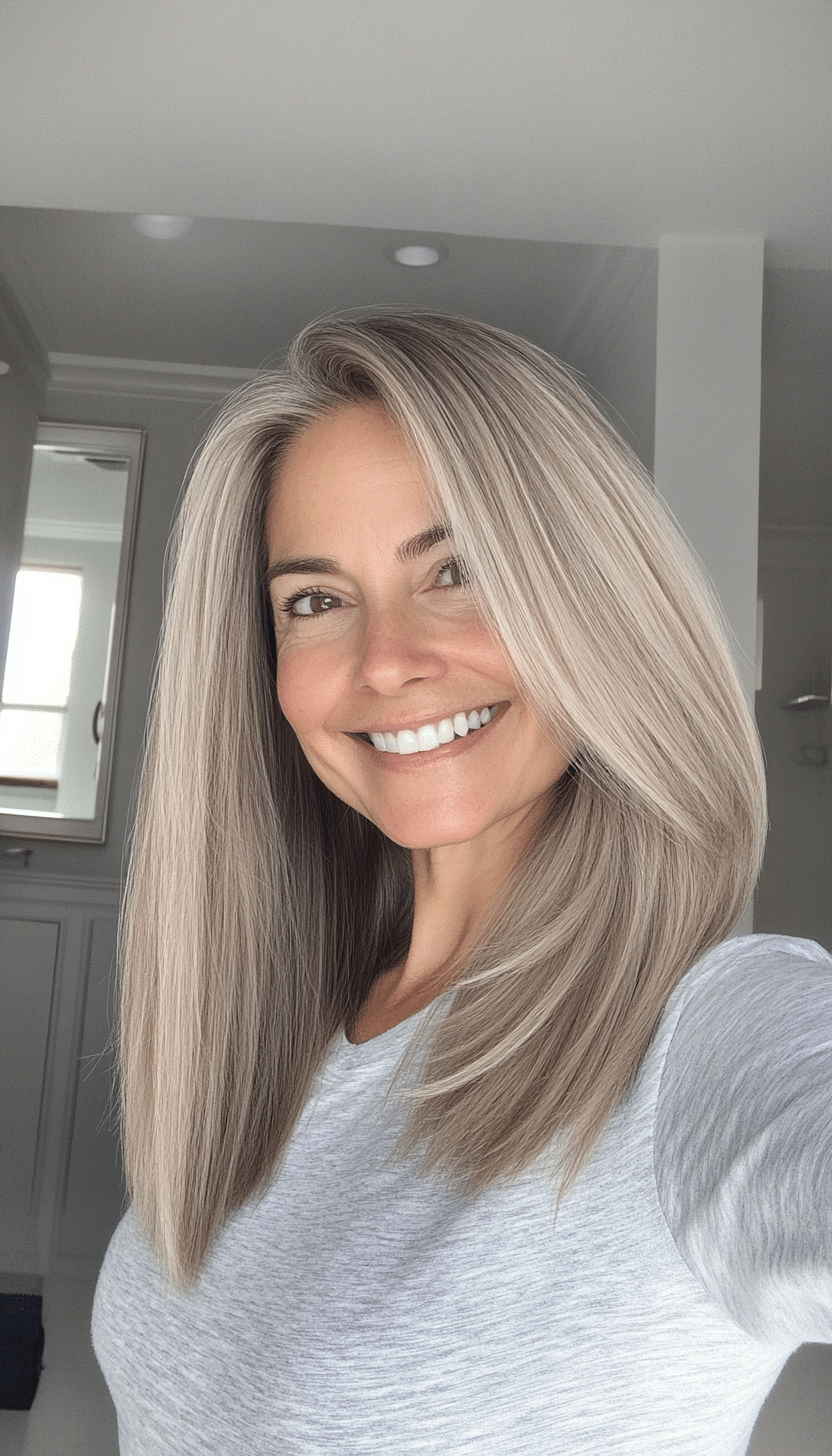 13. Sleek Ash Blonde (Cool Hairstyles For Older Women) - Cool Hairstyles For Older Women