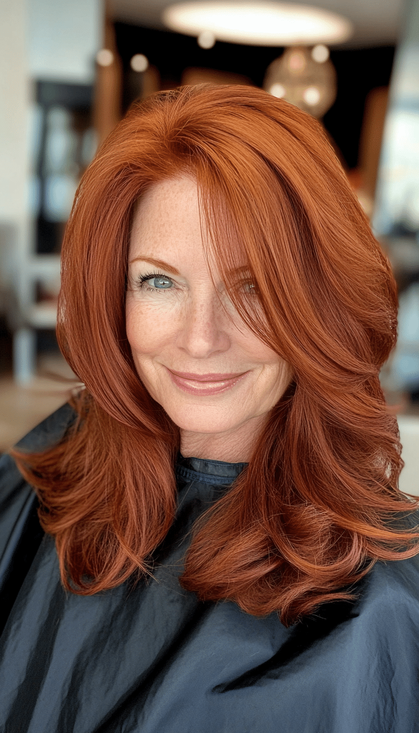 17. Fiery Redhead Layers (Cool Hairstyles For Older Women) - Cool Hairstyles For Older Women