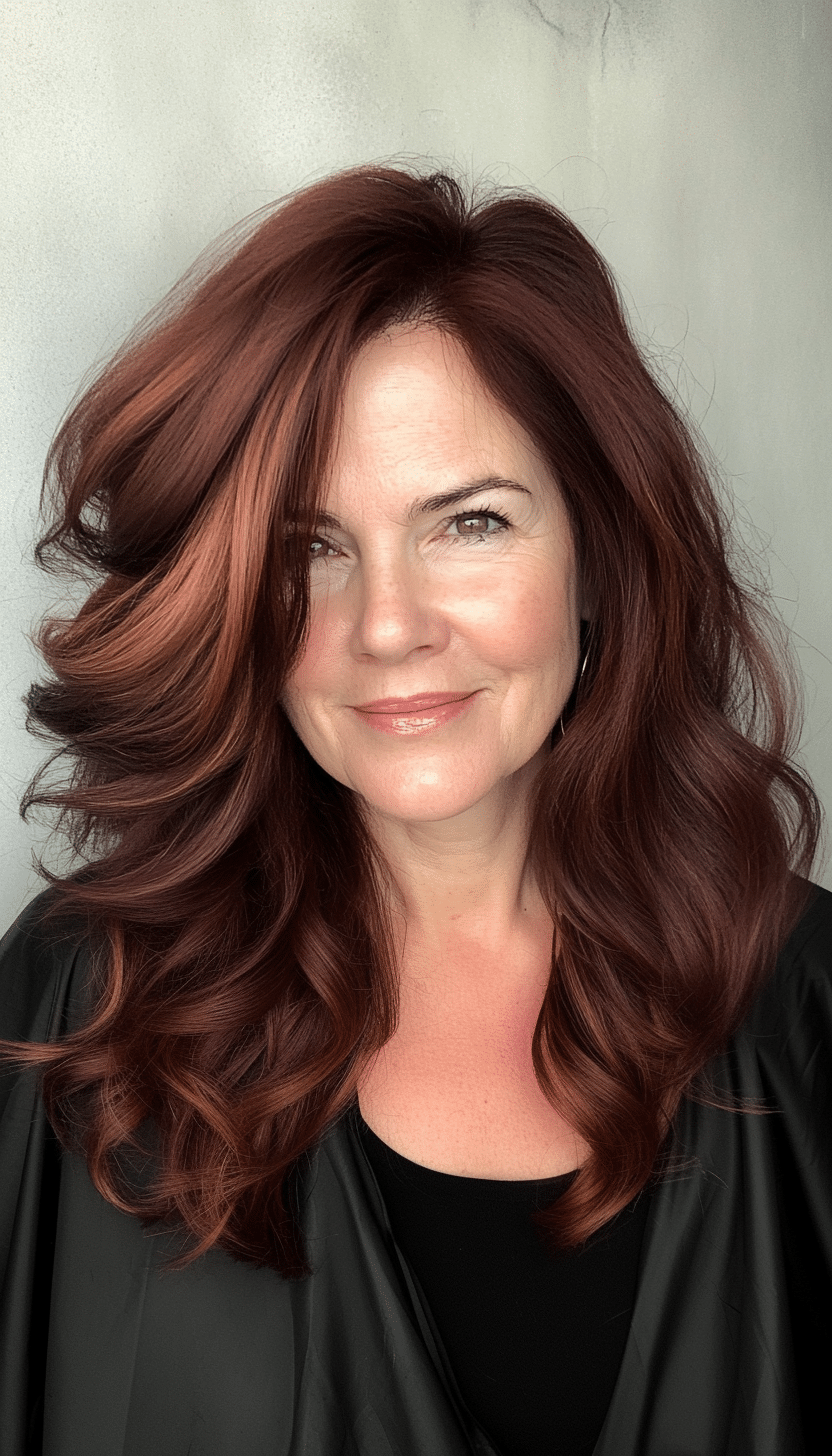 20. Majestic Mahogany Waves (Cool Hairstyles For Older Women) - Cool Hairstyles For Older Women