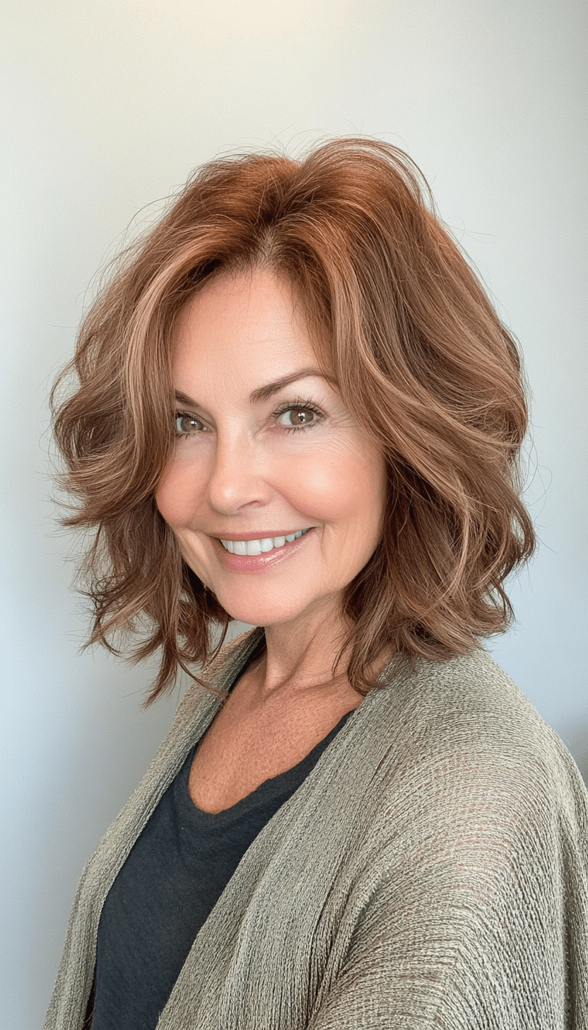22. Lustrous Light Brown Layers (Cool Hairstyles For Older Women) - Cool Hairstyles For Older Women