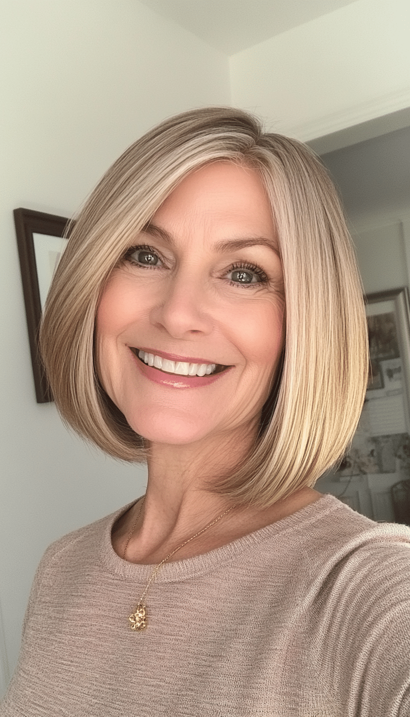 24. Gleaming Gold Bob (Cool Hairstyles For Older Women) - Cool Hairstyles For Older Women