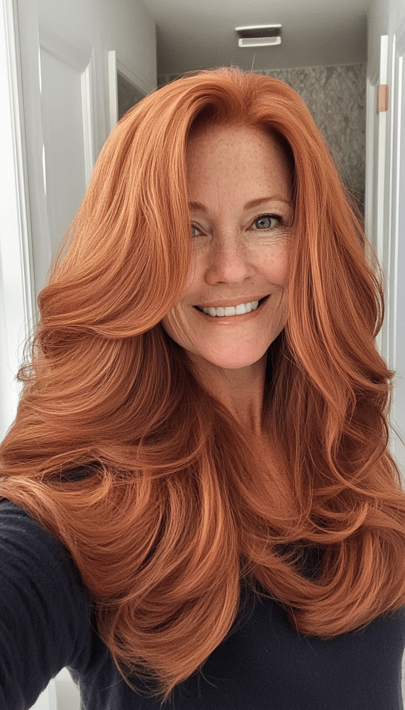 25. Auburn Autumn Waves (Cool Hairstyles For Older Women) - Cool Hairstyles For Older Women