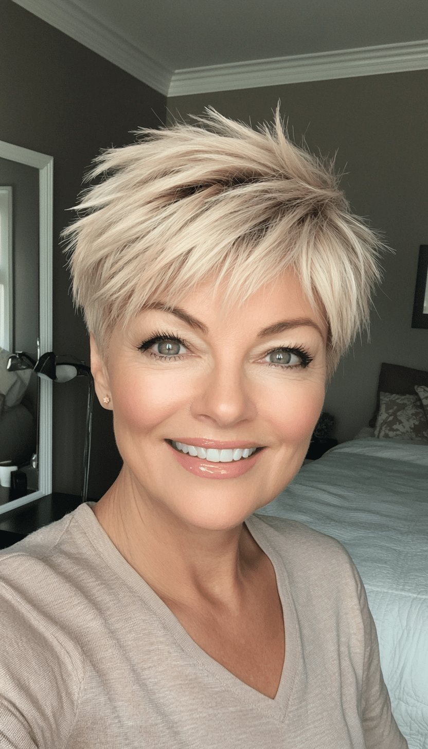 3. Soft Pixie Warm Blonde (Haircuts For Women Over 50 With Thick Hair) - Haircuts For Women Over 50 With Thick Hair