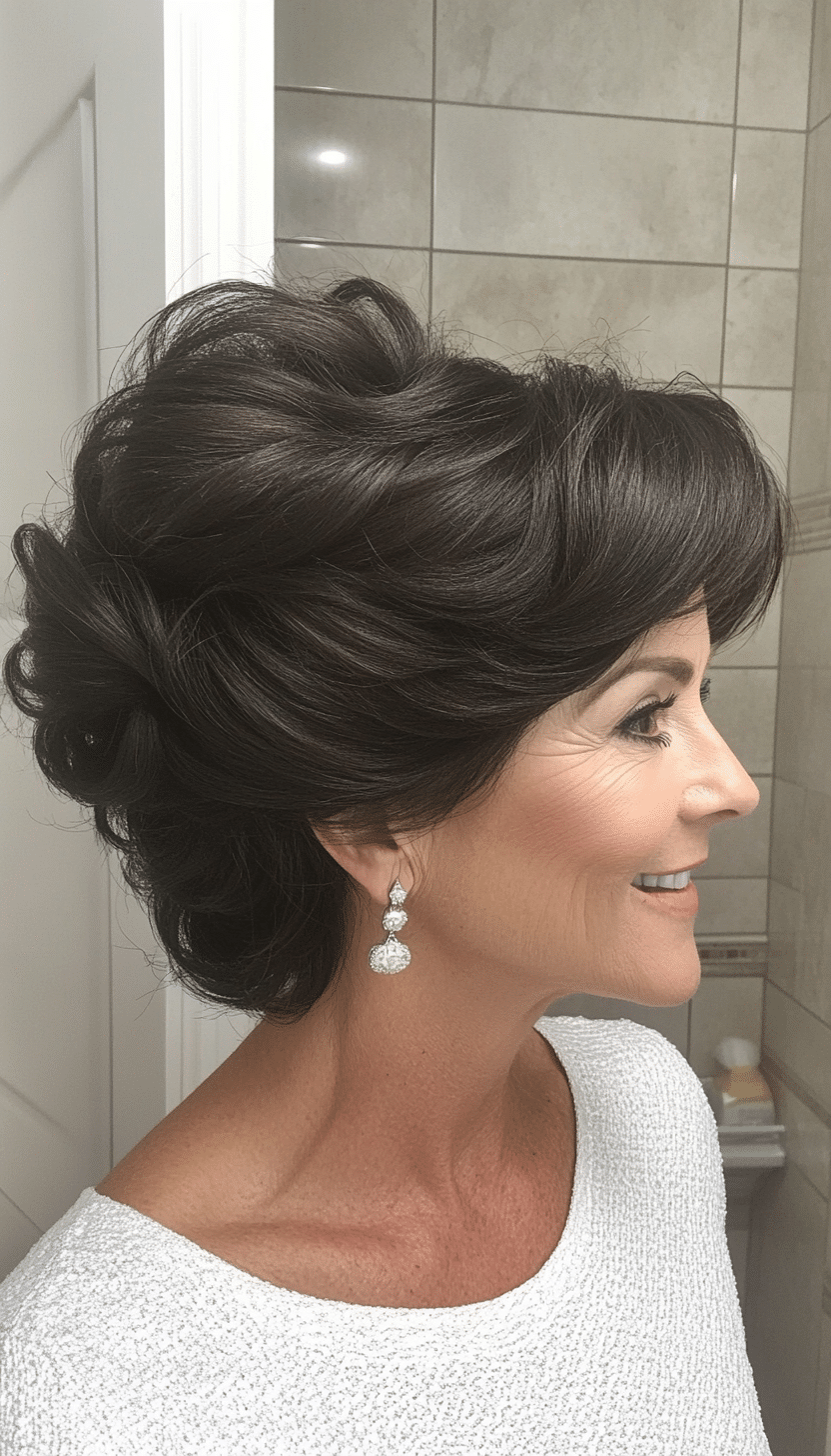 12. Elegant Updo Natural Black (Haircuts For Women Over 50 With Thick Hair) - Haircuts For Women Over 50 With Thick Hair
