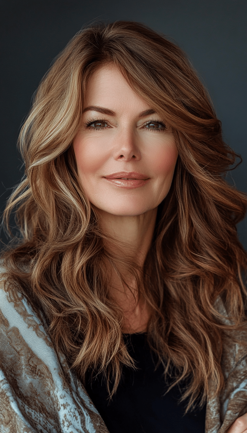 13. Boho Waves Light Chestnut (Haircuts For Women Over 50 With Thick Hair) - Haircuts For Women Over 50 With Thick Hair