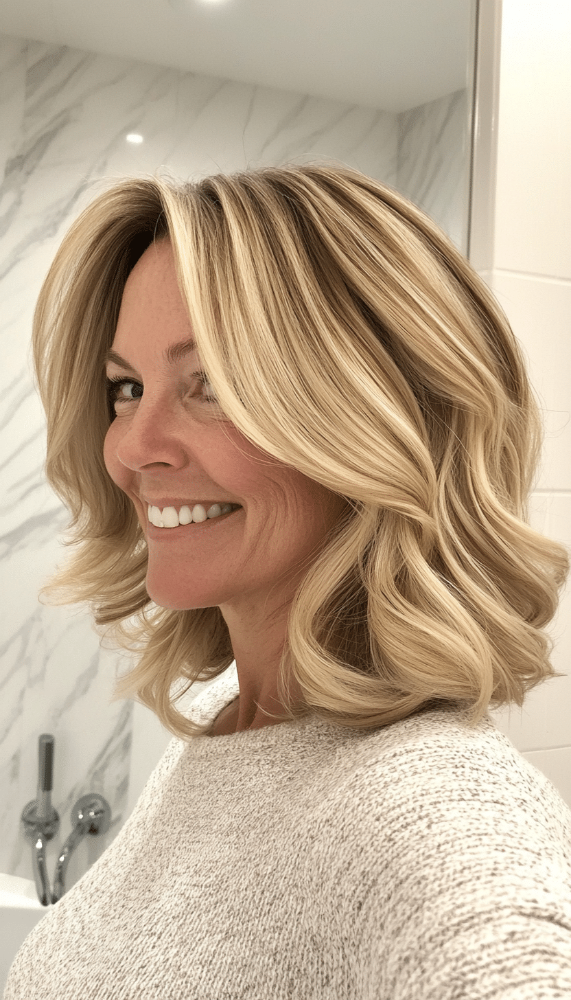 18. Sculpted Waves Medium Blonde (Haircuts For Women Over 50 With Thick Hair) - Haircuts For Women Over 50 With Thick Hair