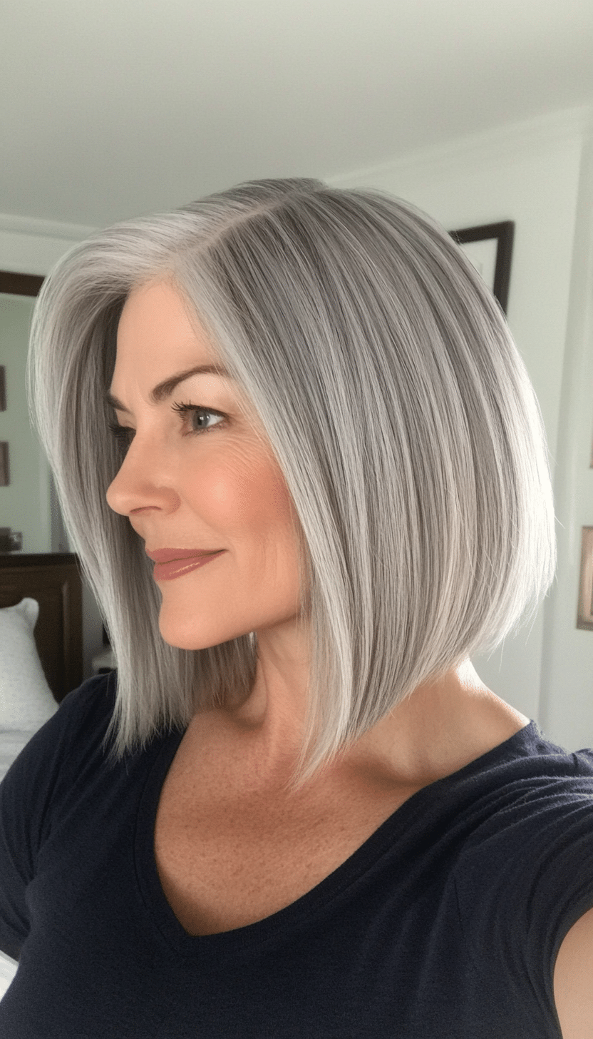 19. Undercut Bob Natural Gray (Haircuts For Women Over 50 With Thick Hair) - Haircuts For Women Over 50 With Thick Hair