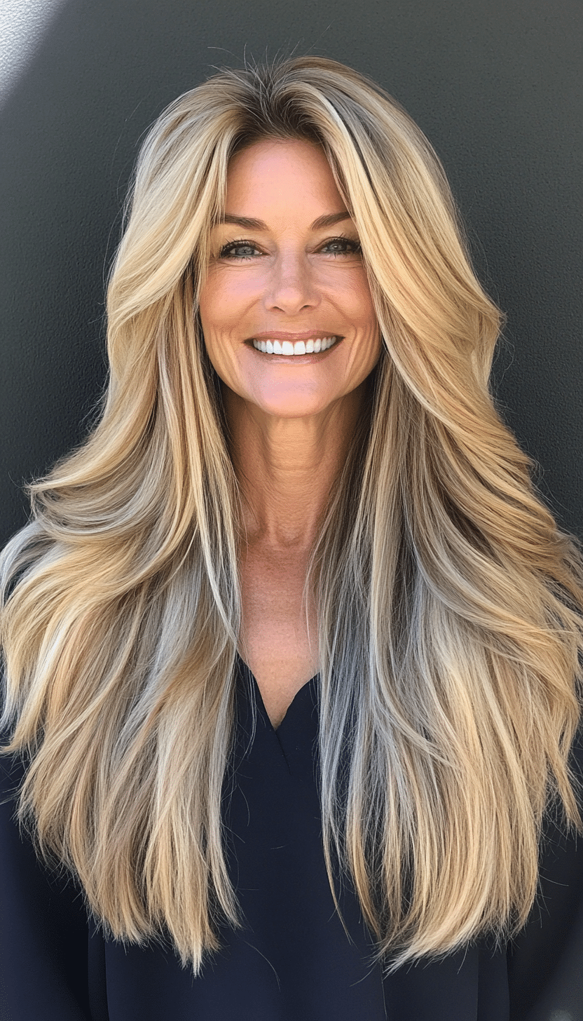 20. Flowing Layers Sandy Blonde (Haircuts For Women Over 50 With Thick Hair) - Haircuts For Women Over 50 With Thick Hair