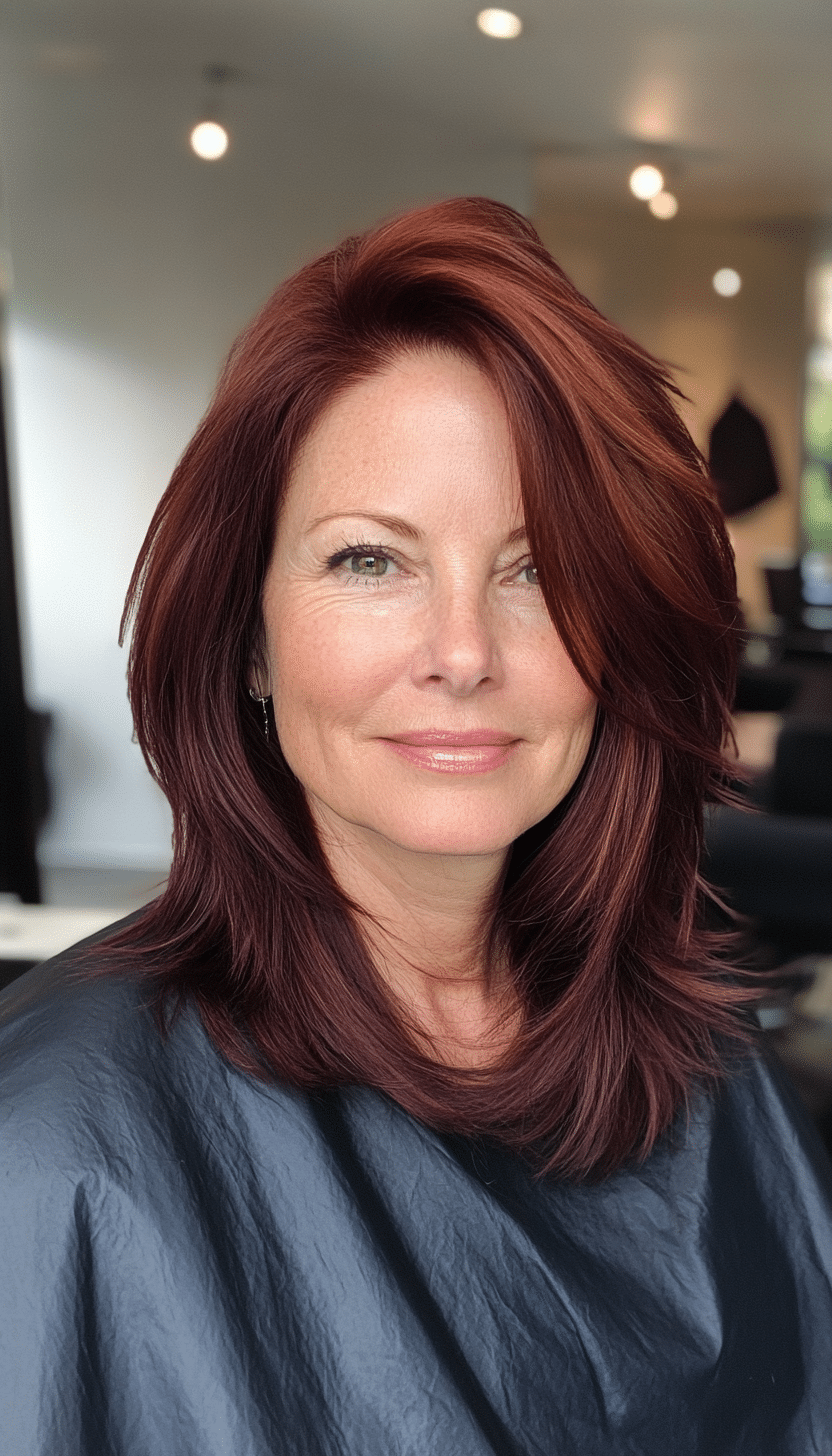 21. Precision Cut Deep Burgundy (Haircuts For Women Over 50 With Thick Hair) - Haircuts For Women Over 50 With Thick Hair