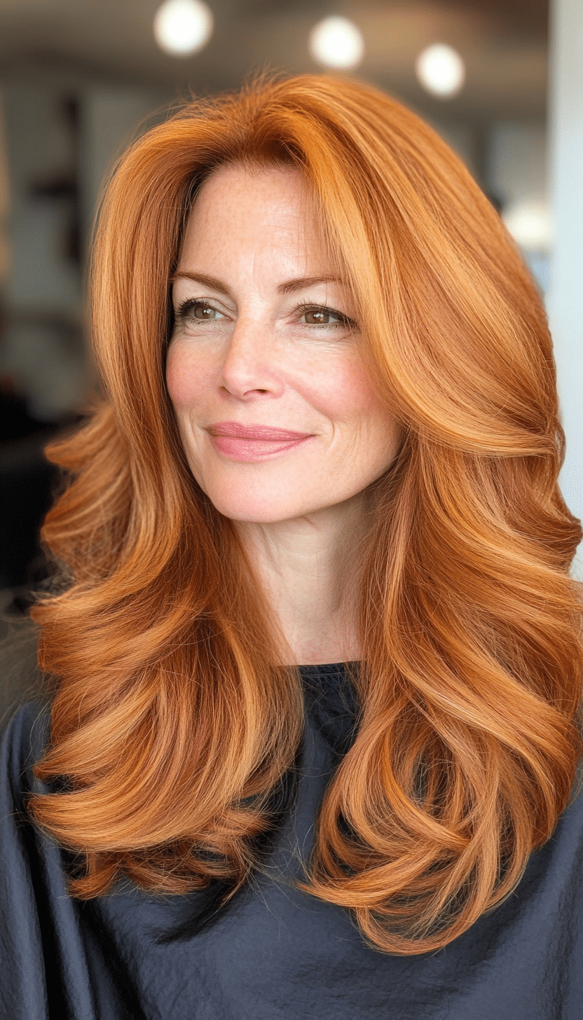 22. Casual Waves Soft Ginger (Haircuts For Women Over 50 With Thick Hair) - Haircuts For Women Over 50 With Thick Hair