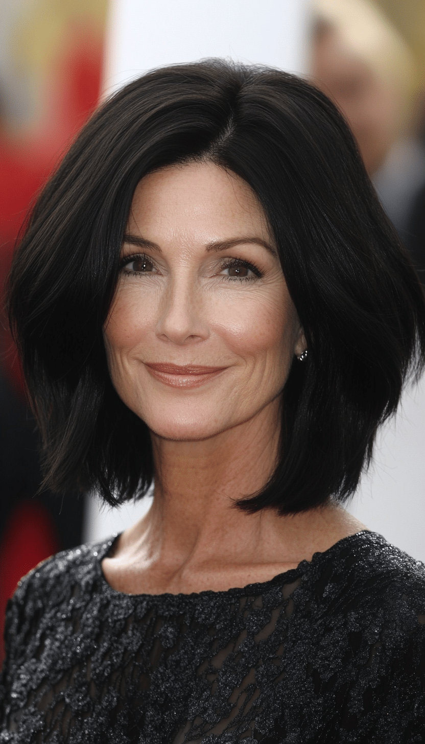 25. Urban Chic Lob Jet Black (Haircuts For Women Over 50 With Thick Hair) - Haircuts For Women Over 50 With Thick Hair