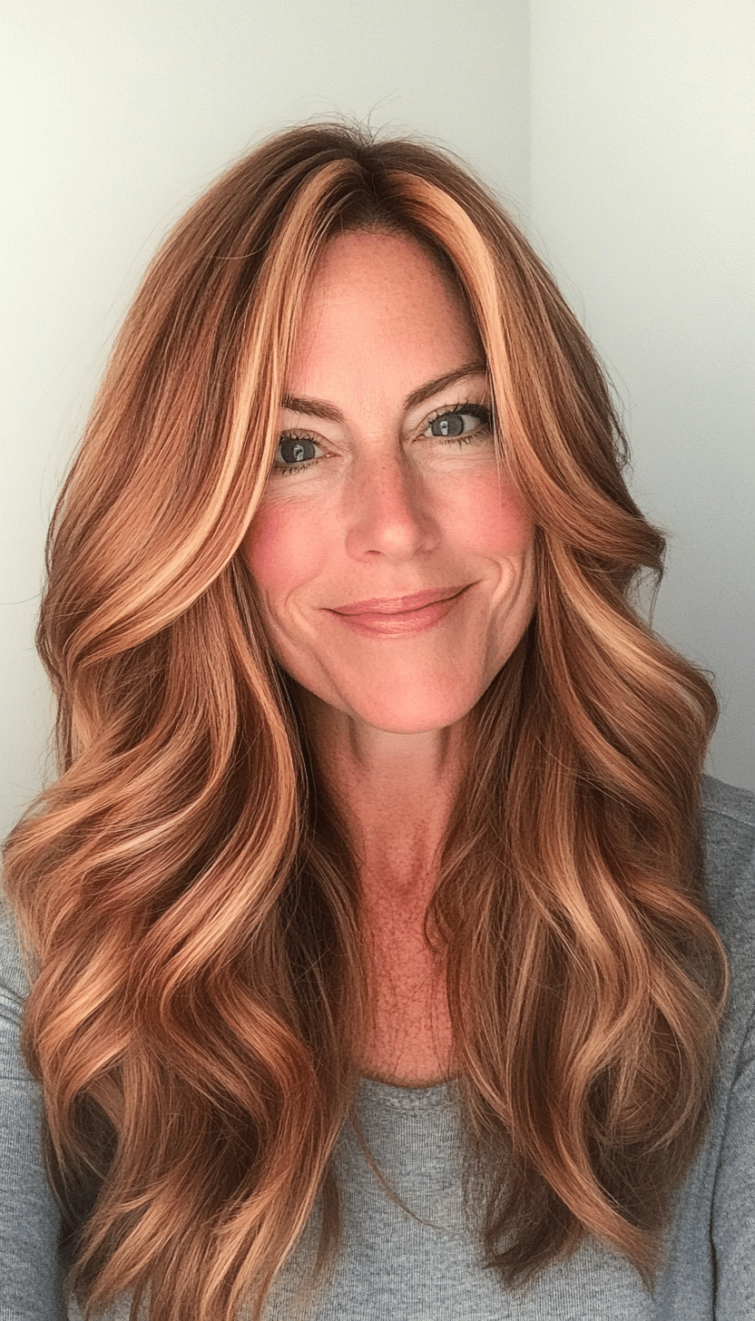3. Chestnut Balayage Waves (Long Haircuts For Women Over 40) - Long Haircuts For Women Over 40
