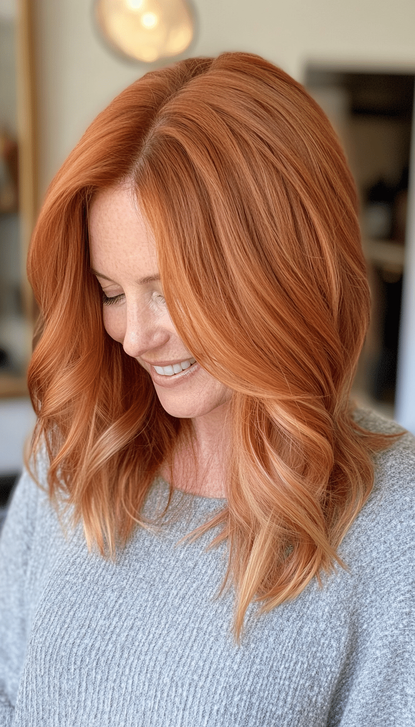 5. Copper Long Bob (Lob) (Long Haircuts For Women Over 40) - Long Haircuts For Women Over 40