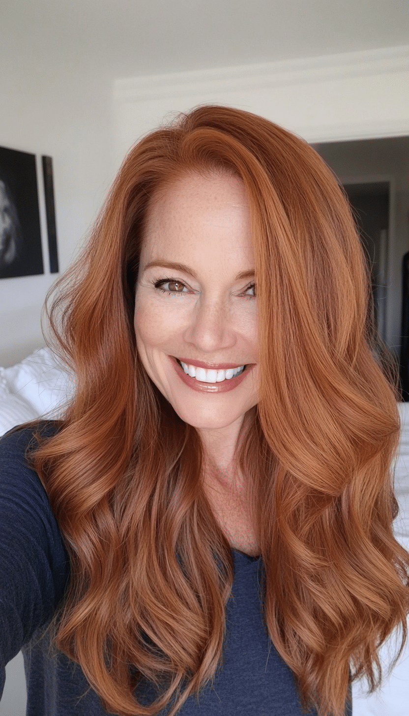 10. Auburn Soft Waves (Long Haircuts For Women Over 40) - Long Haircuts For Women Over 40