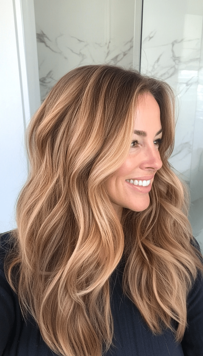 24. Light Brown Beach Waves (Long Haircuts For Women Over 40) - Long Haircuts For Women Over 40