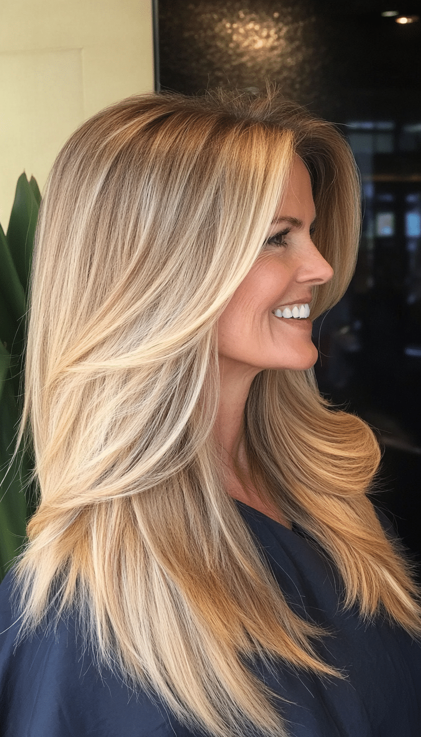 27. Warm Blonde Long Face Frame (Long Haircuts For Women Over 40) - Long Haircuts For Women Over 40