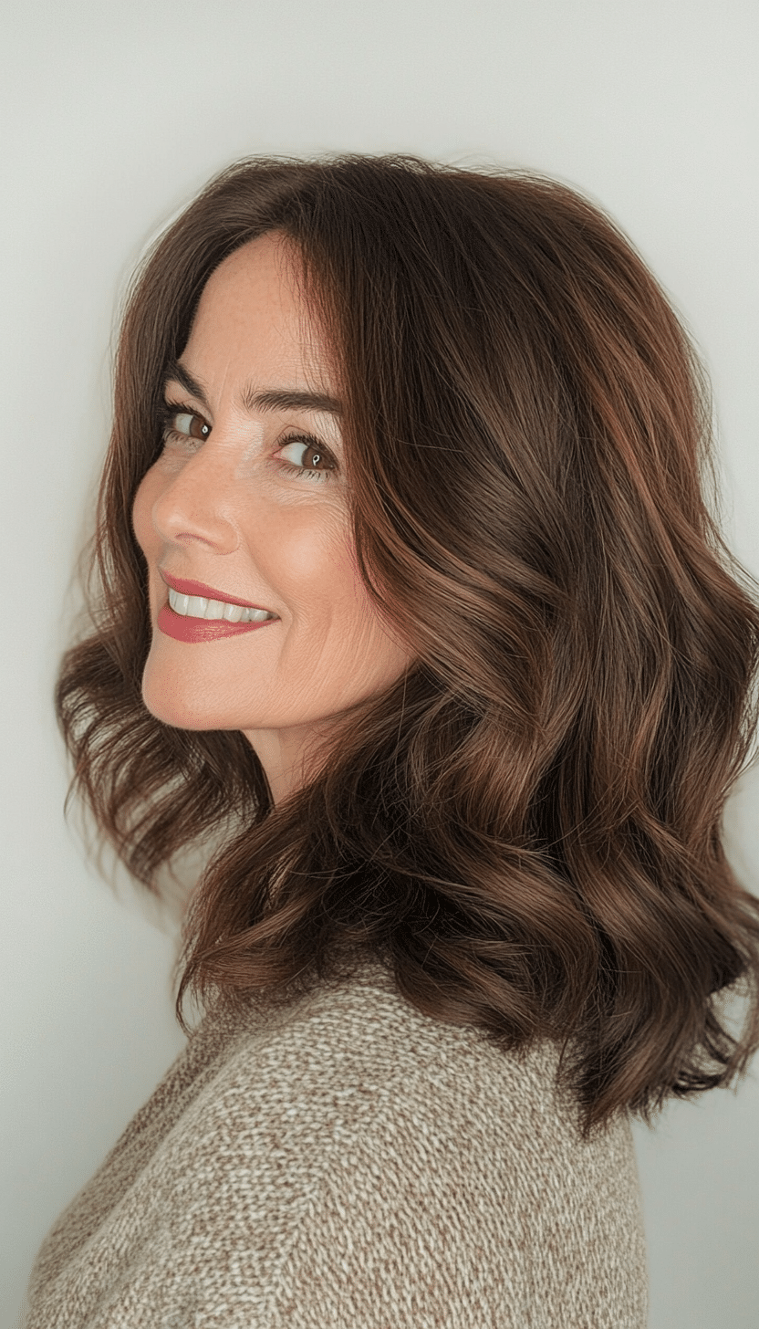 8. Medium-Length Espresso Waves (Mid Length Hairstyles For Older Women) - Mid Length Hairstyles For Older Women