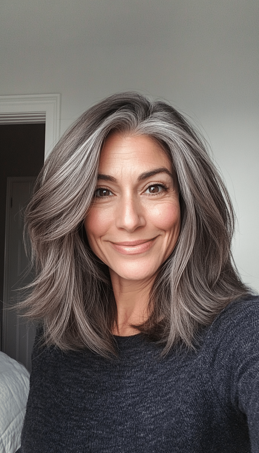 18. Shoulder-Length Ash Brunette (Mid Length Hairstyles For Older Women) - Mid Length Hairstyles For Older Women