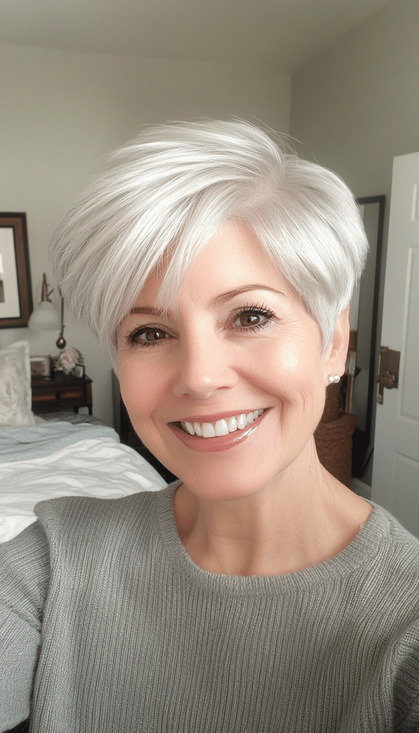 12. White Silver Classic Pixie (Short Haircuts For Women Over 60 With Fine Hair) - Short Haircuts For Women Over 60 With Fine Hair