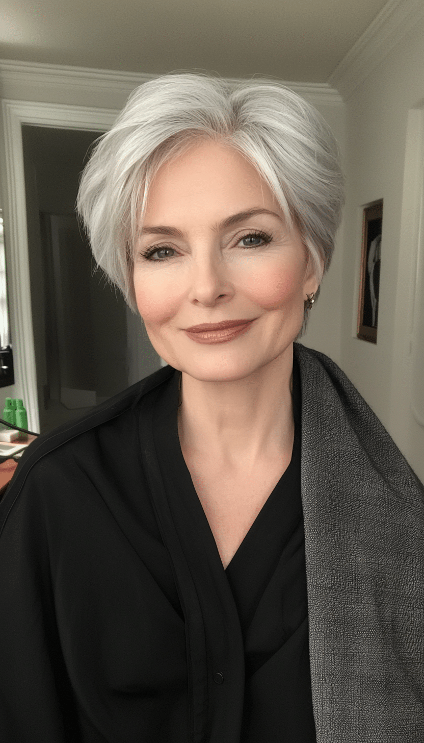 16. Soft Silver Pixie Bob (Short Haircuts For Women Over 60 With Fine Hair) - Short Haircuts For Women Over 60 With Fine Hair